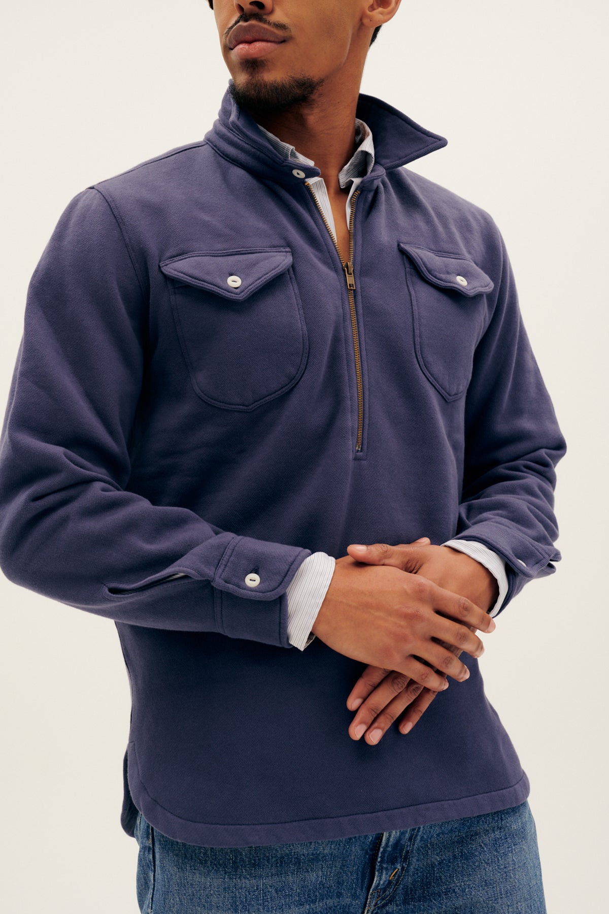 Half-Zip Collared Sweatshirt